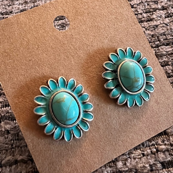 SOLD Turquoise Studs - Picture 2 of 2